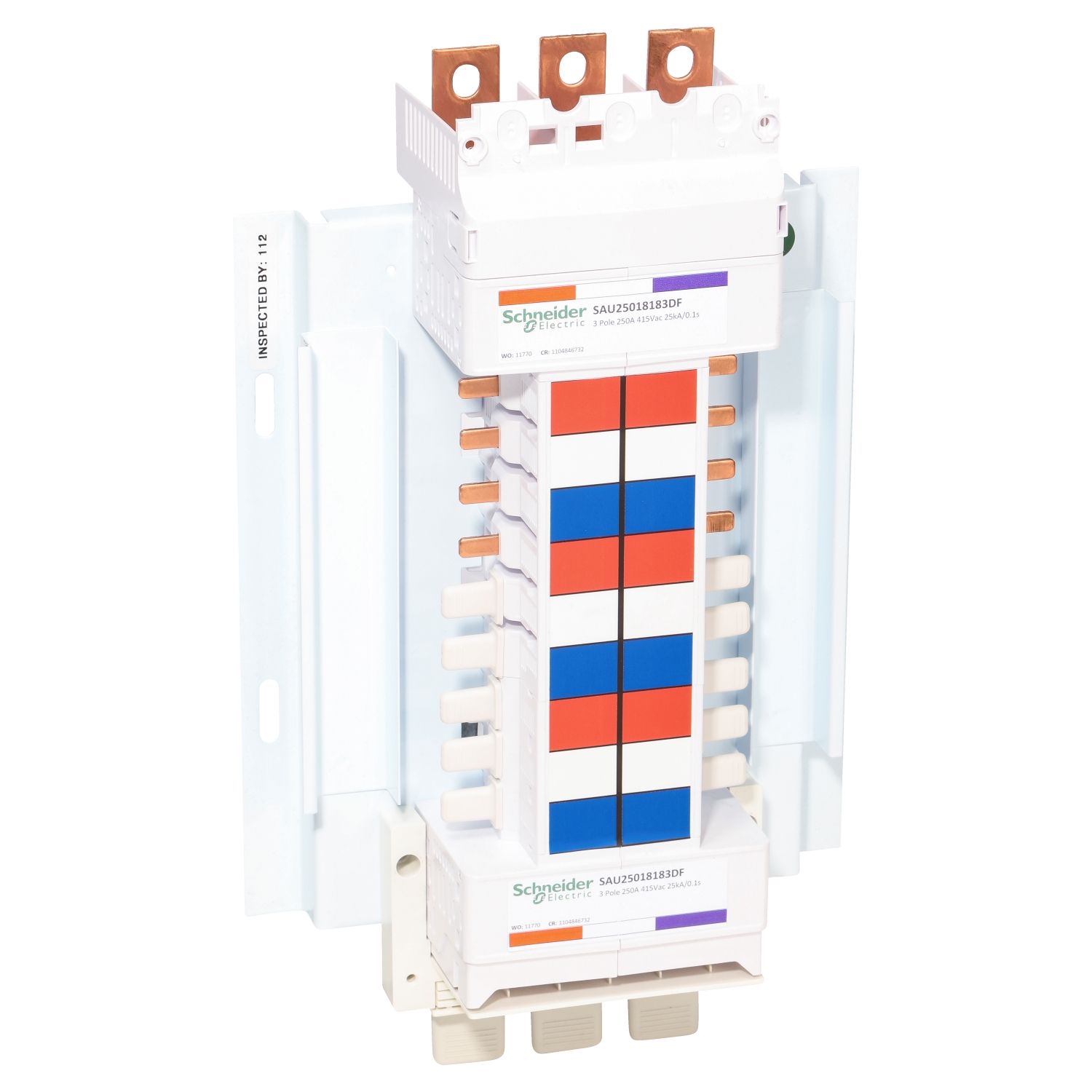 Picture of SAU Chassis, Acti9, 250A, 3Ph, 18 poles, 18mm for iC60 MCB and RCBO, dual feed