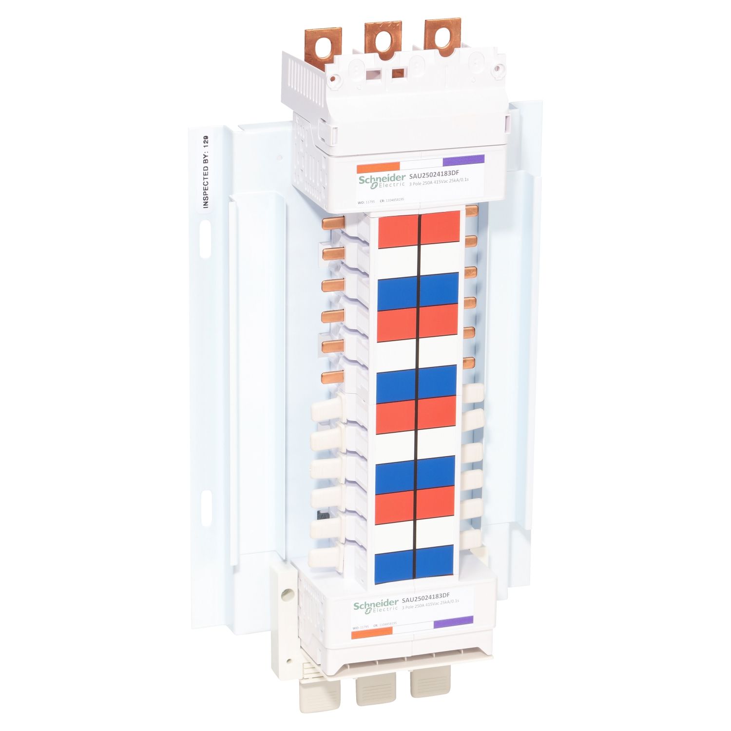 Picture of SAU Chassis, Acti9, 250A, 3Ph, 24 poles, 18mm for iC60 MCB and RCBO, dual feed