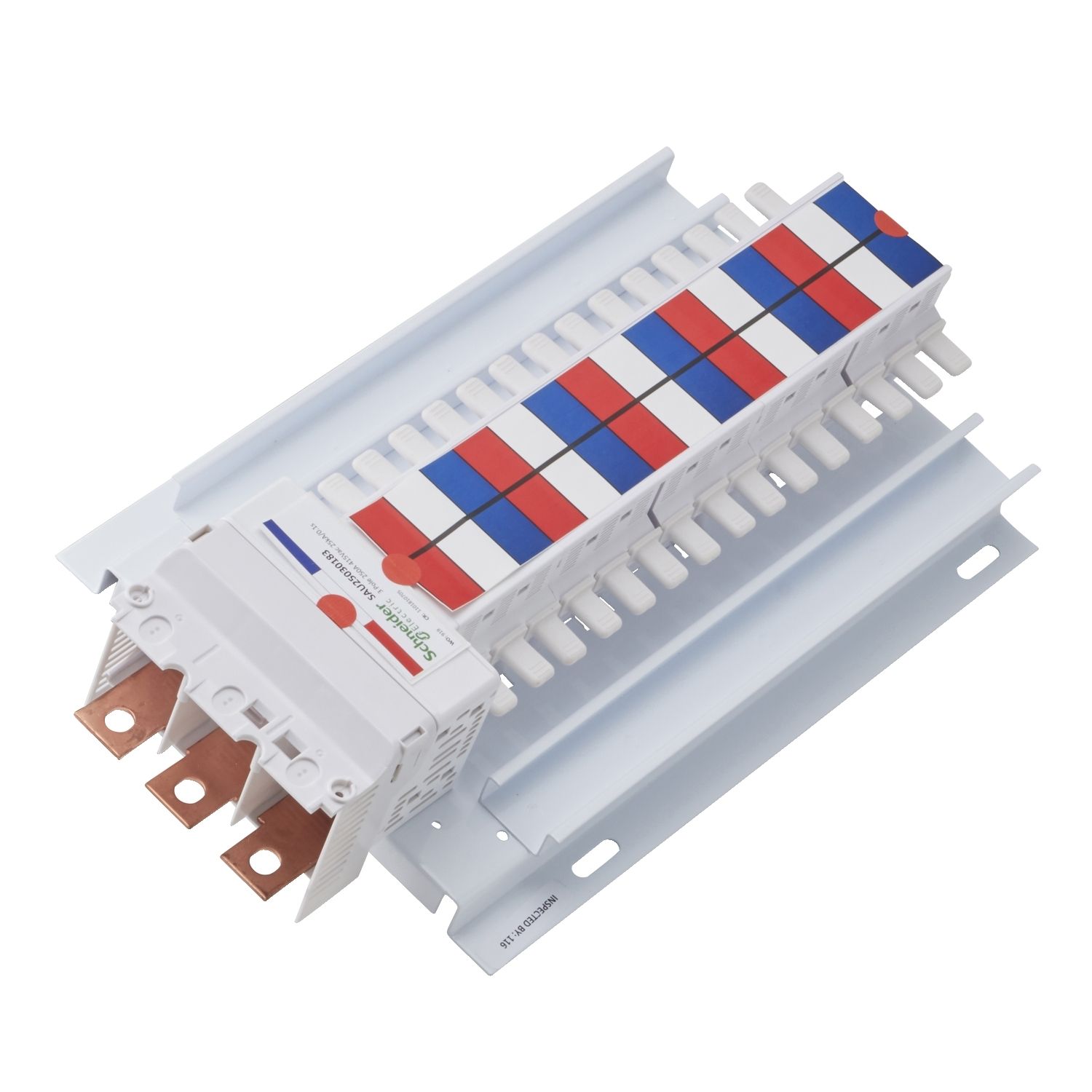 Picture of SAU Chassis, Acti9, 250A, 3Ph, 30 poles, 18mm for iC60 MCB and RCBO, top or bottom