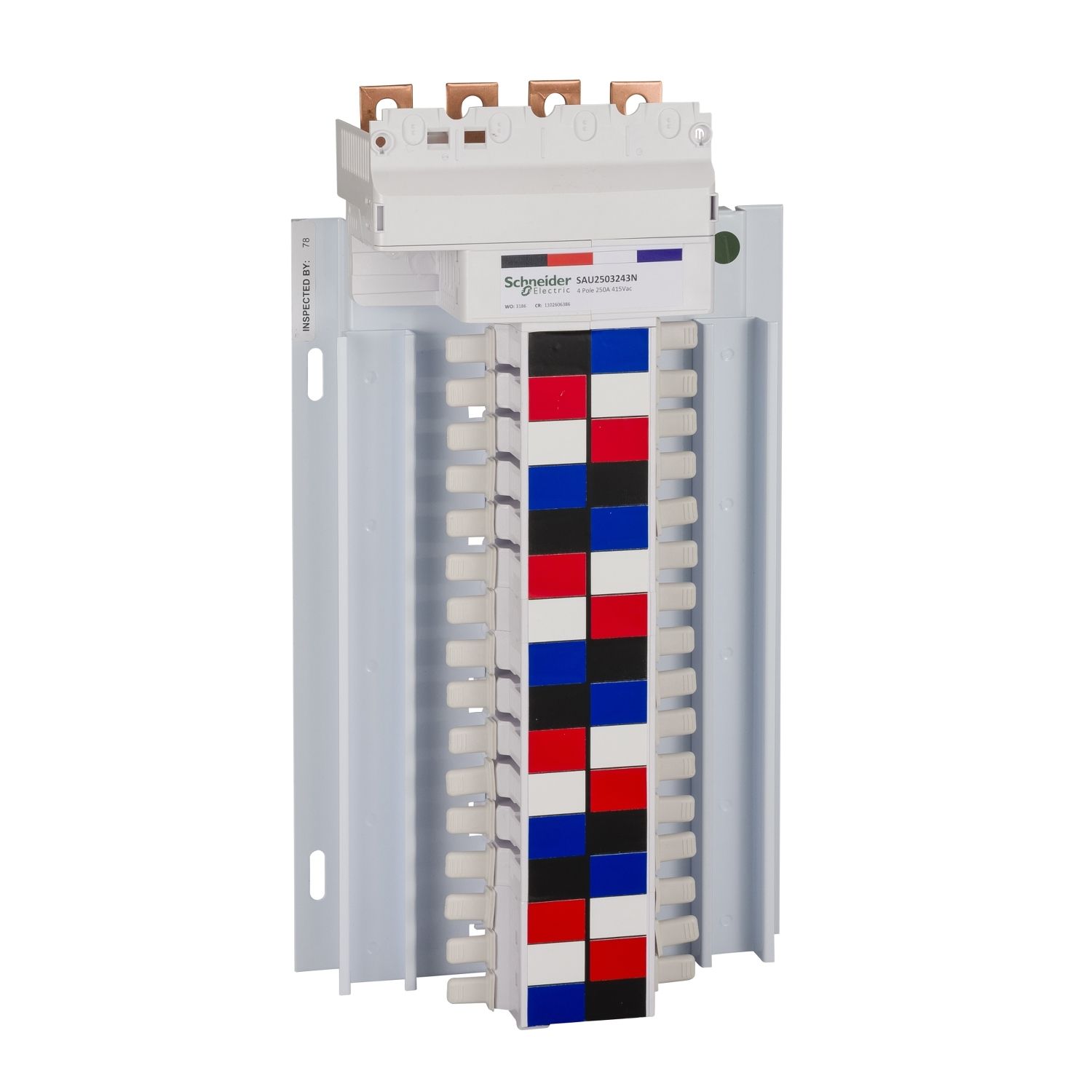 Picture of SAU Chassis, Acti9, 250A, 3Ph+N, 32 poles, 18mm for iC60 MCB and RCBO, top feed