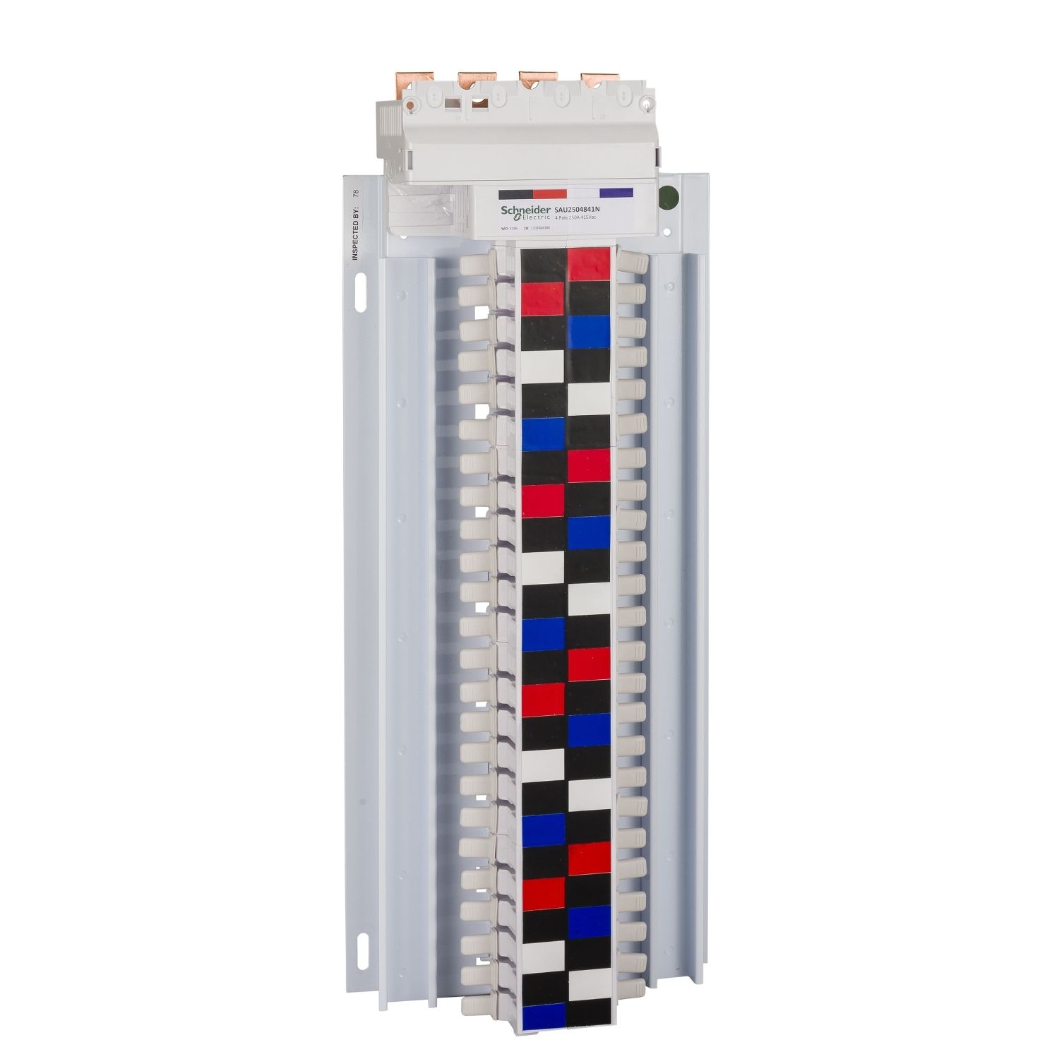 Picture of SAU Chassis, Acti9, 250A, 3*(1Ph+N), 64 poles, 18mm for iC60 MCB and RCBO, top feed