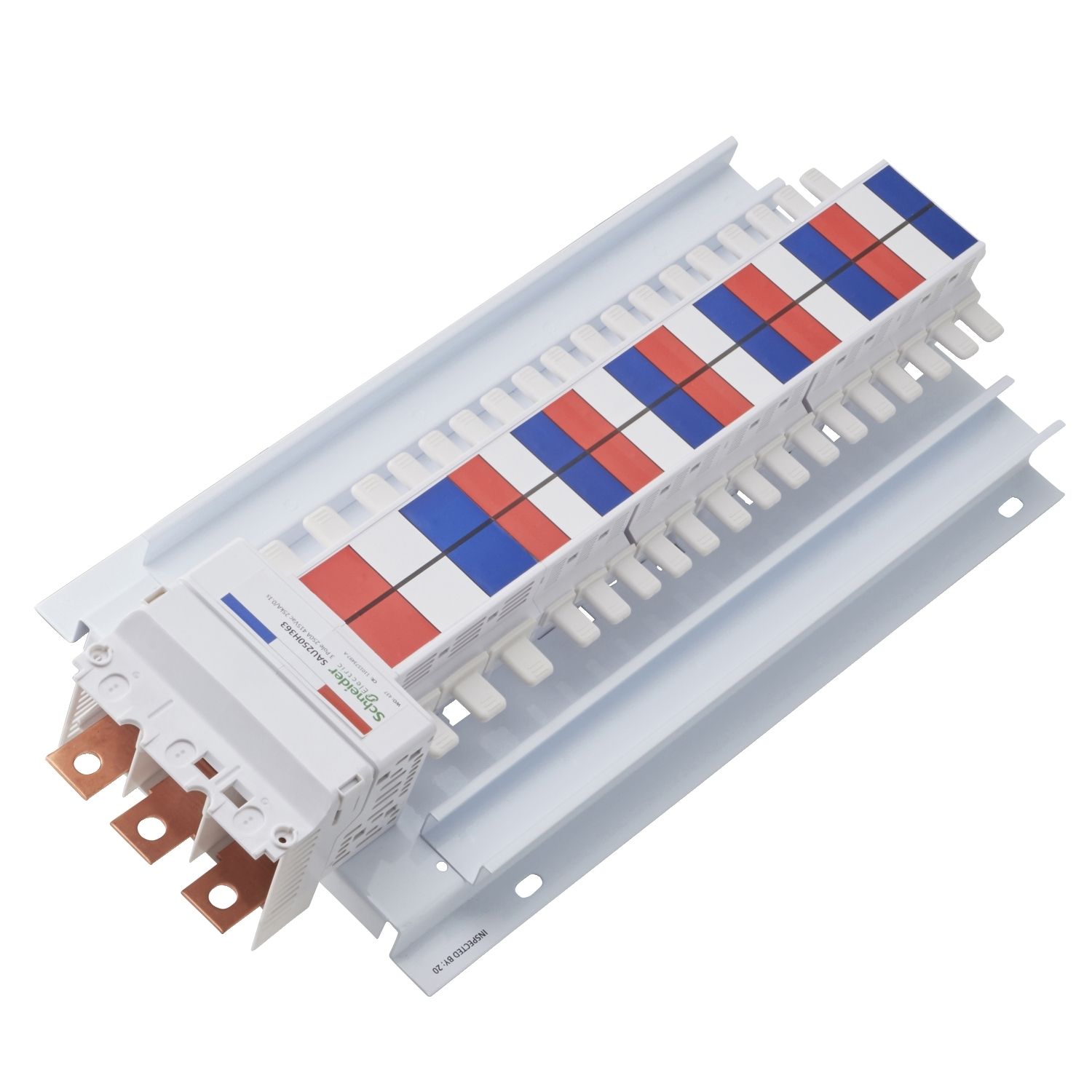 Picture of SAU hybrid Chassis, Acti9, 250A, 3Ph, 30 poles 18mm and 6 poles 27mm for MCB and RCBO, top or bottom