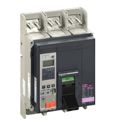 Picture of Circuit breaker, ComPact NS1250H, 70kA/415VAC, Micrologic 2.0E trip unit, 1250A, fixed, 3 poles 3d