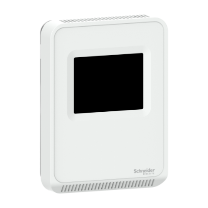 Picture of Sensor, SpaceLogic SLP Series, air quality, CO2, humidity, temperature, room, color touchscreen, BACnet MSTP/Modbus, matte white housing