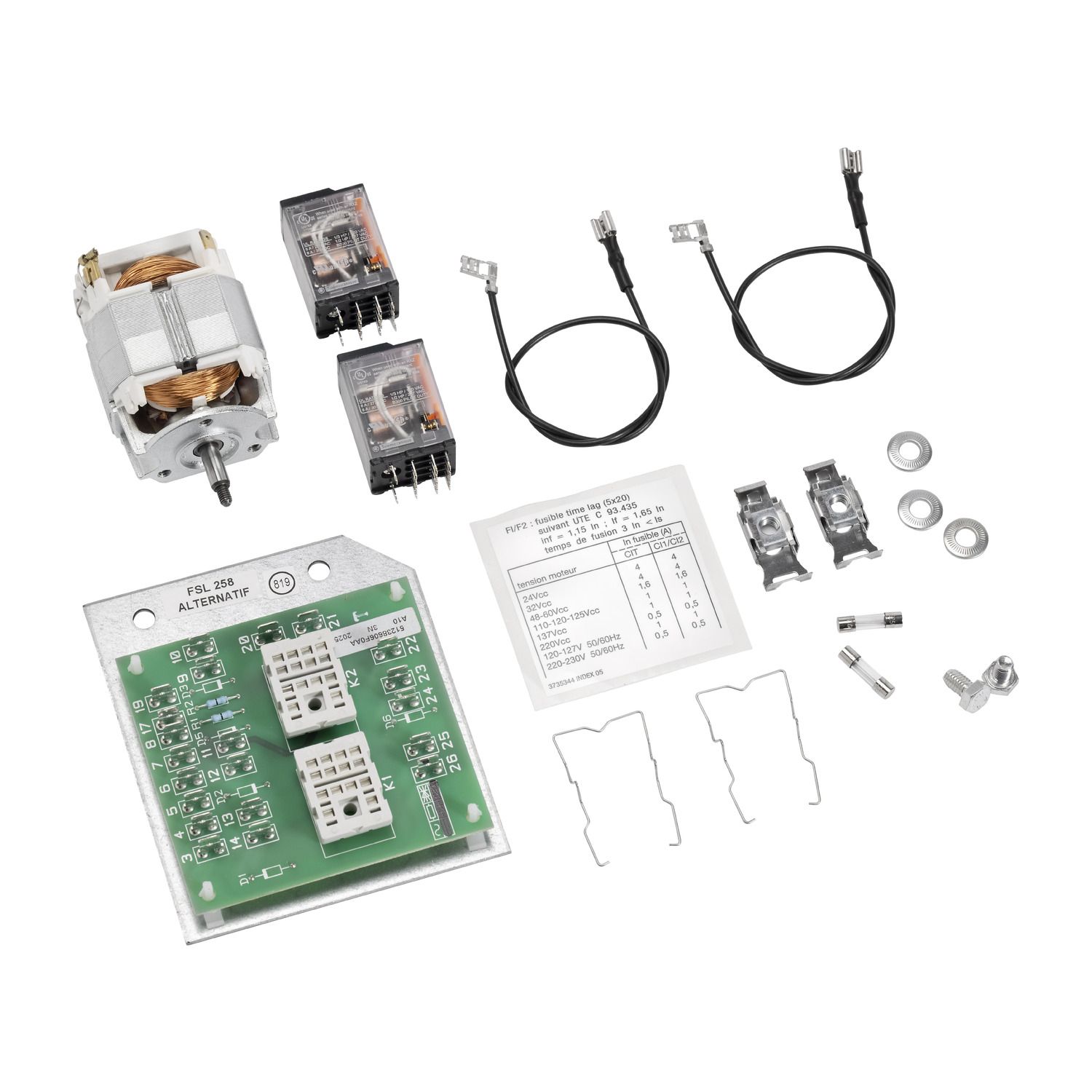Picture of Motor, electromechanical relay and PCBA kit, SM6-24, SM6-36, spare part, 220VDC, CIT, indoor