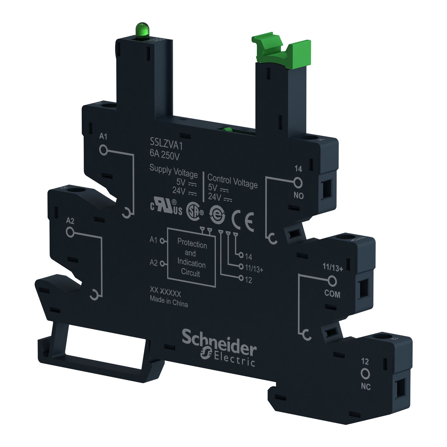 Picture of Socket equipped with LED and protection circuit, Harmony Solid State Relays, for SSL relays, screw connectors, 5 24V DC