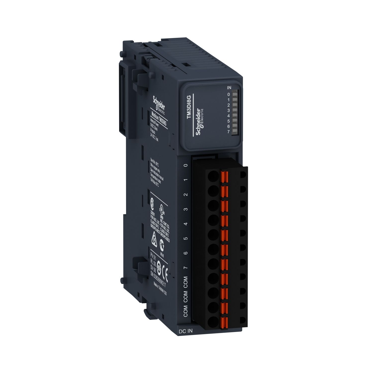 Picture of Discrete input module, Modicon TM3, 8 inputs (spring) 24 VDC