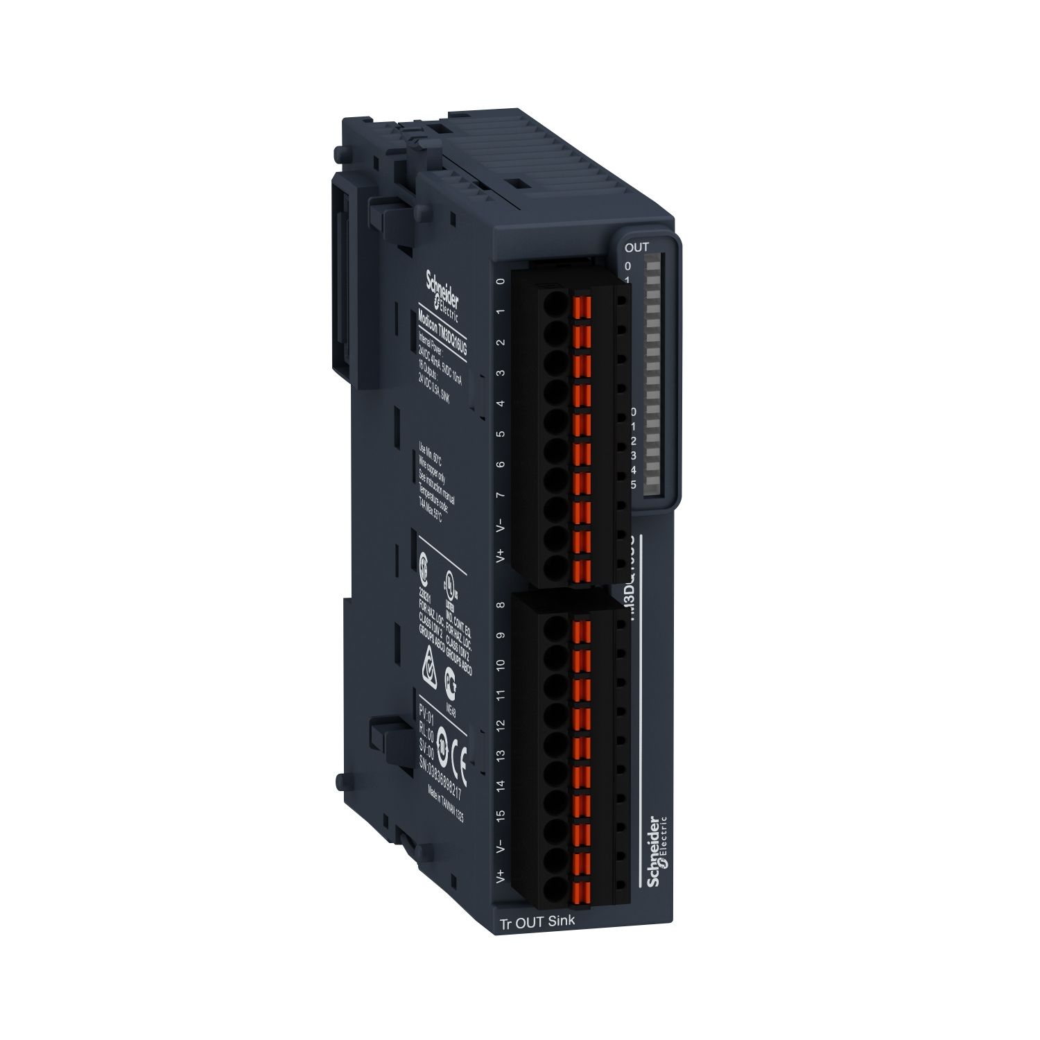 Picture of Discrete output module, Modicon TM3, 16 outputs transistor NPN (spring)