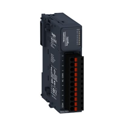 Picture of Discrete output module, Modicon TM3, 8 relay outputs (spring) 24 VDC