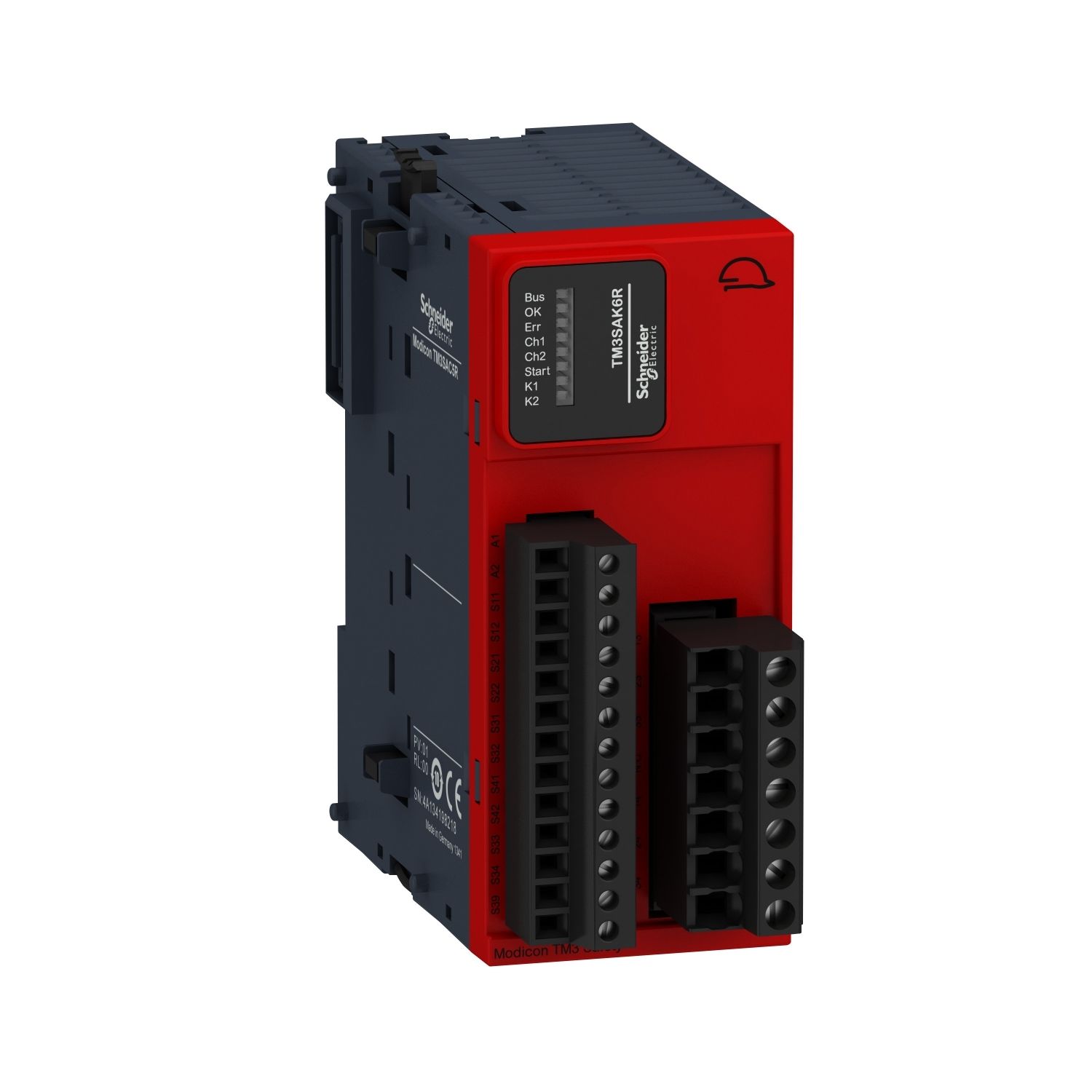 Picture of Safety module, Modicon TM3, 3 Function, Cat 4 PL e/SIL CL3 (screw) 24 VDC