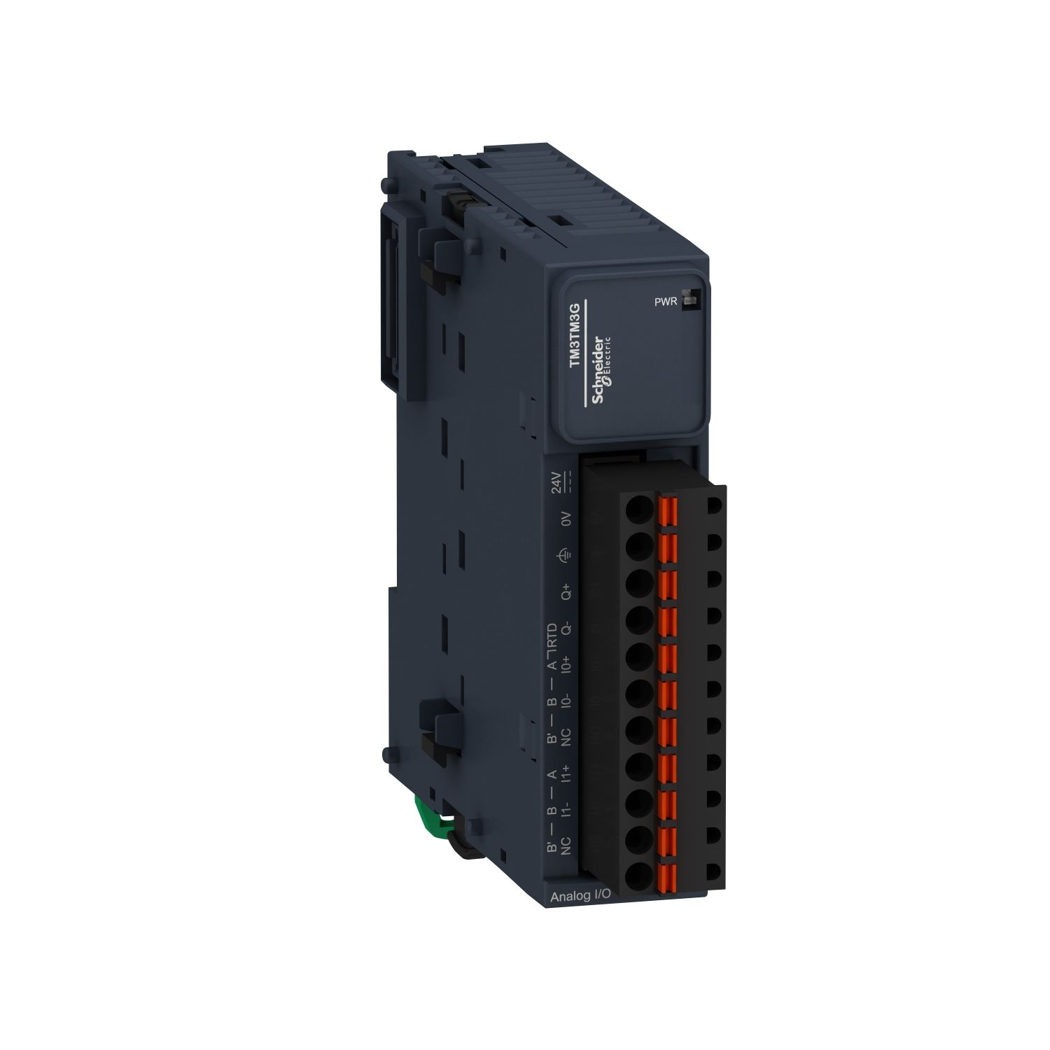 Picture of Input/output analog module, Modicon TM3, 2 or temperature inputs, 1 output (spring) 24 VDC