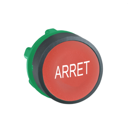 Picture of Head for non illuminated push button, Harmony XB5, red flush pushbutton Ø22 mm spring return "ARRET"