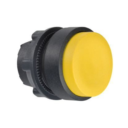 Picture of Harmony XB5, Head for non illuminated push button, yellow projecting, 22mm, spring return, unmarked