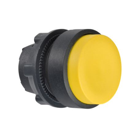 Picture of Harmony XB5, Head for non illuminated push button, yellow projecting, 22mm, spring return, unmarked