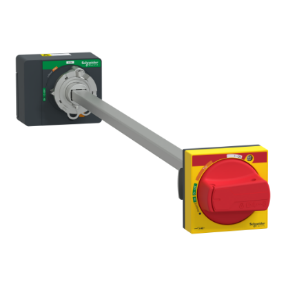 Picture of Extended rotary handle, ComPacT NSXm, red handle/yellow front, shaft length 200mm to 600mm, IP54