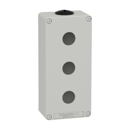 Picture of Die cast empty control station, Harmony XAP, XB2 SL, zinc alloy, grey, M25, 3 cut outs 22mm, 80x175x51,5mm