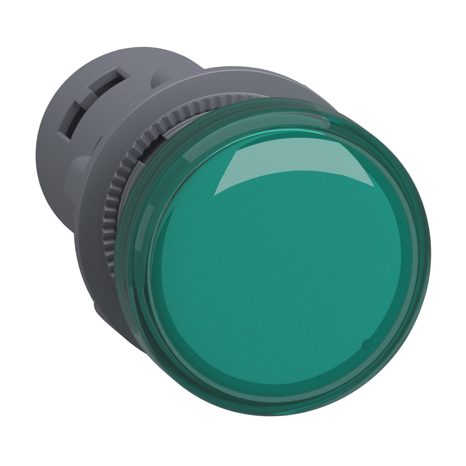 Picture of Monolithic pilot light, Easy Harmony XA2, plastic, green, 22mm, integral LED, screw clamp terminals, 24V AC DC