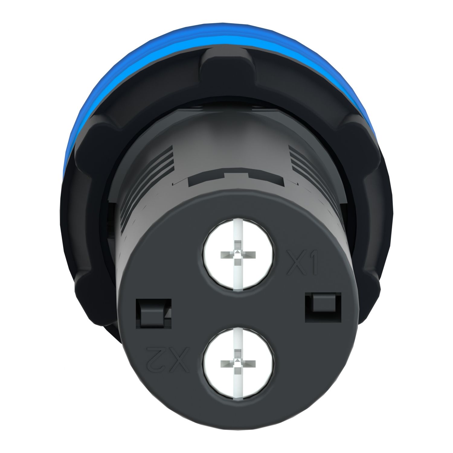 Picture of Monolithic pilot light, Easy Harmony XA2, plastic, blue, 22mm, integral LED, screw clamp terminals, 24V AC DC