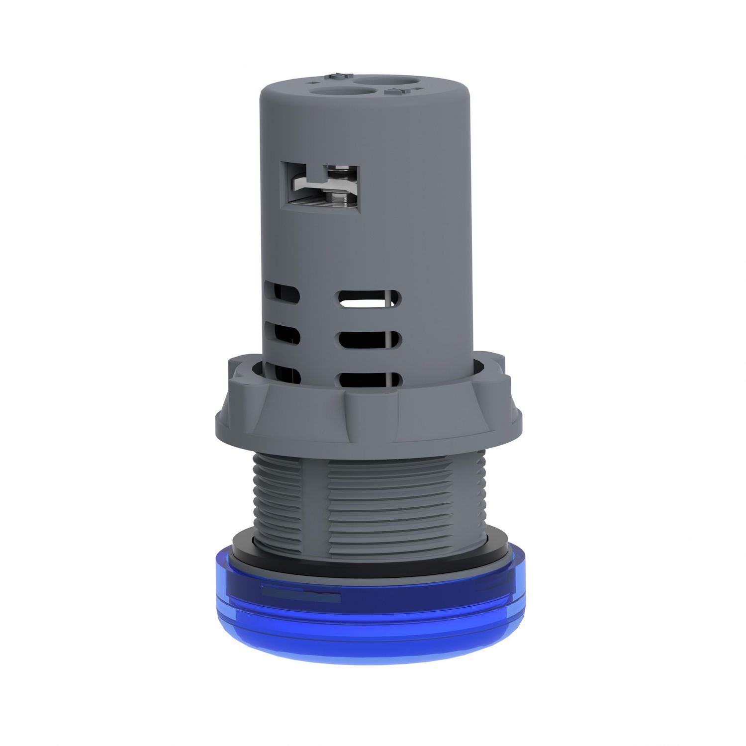 Picture of Monolithic pilot light, Easy Harmony XA2, plastic, blue, 22mm, integral LED, screw clamp terminals, 24V AC DC