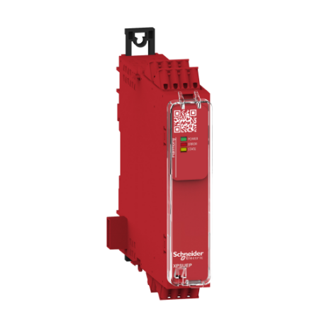 Picture of safety module, Harmony XPSU, Cat 4, expansion use with universal range, 24V AC or DC, spring