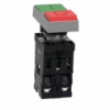 Picture of Illuminated double headed push button, Easy Harmony XA2, plastic, 22mm, 1 green flush I + 1 light + 1 red flush O, 24V AC DC, 1NO + 1NC