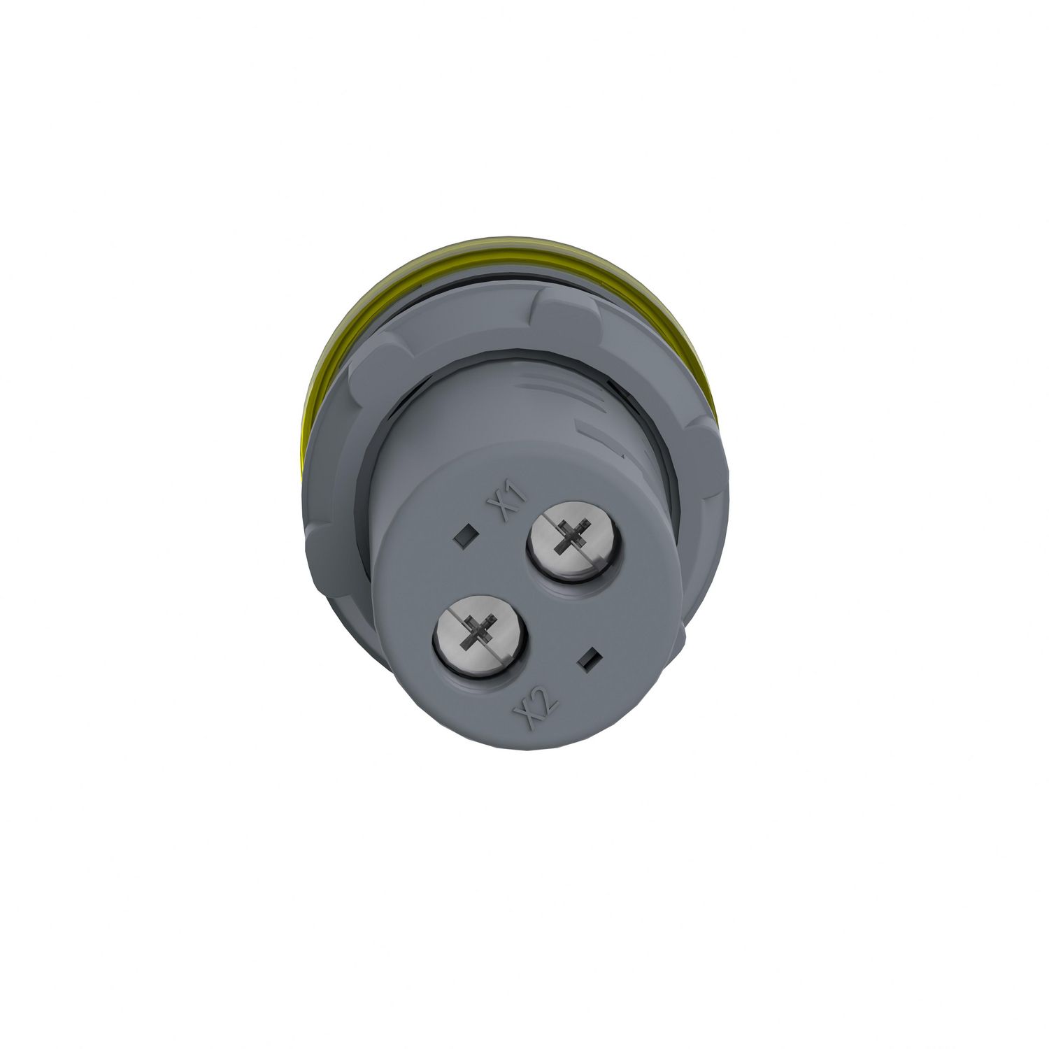 Picture of Monolithic pilot light, Easy Harmony XA2E, plastic, yellow, 22mm, integral LED, screw clamp terminals, 110V AC DC, anti interference