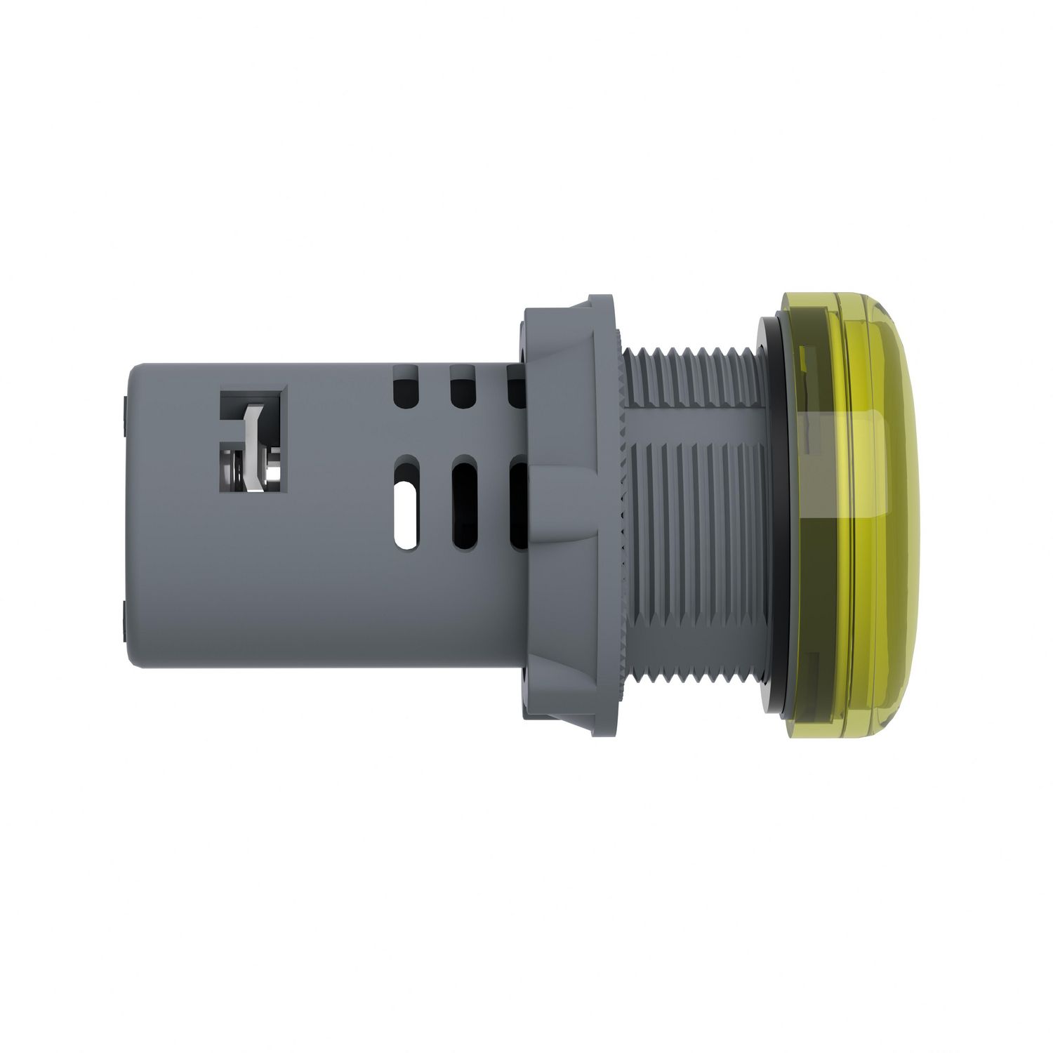 Picture of Monolithic pilot light, Easy Harmony XA2E, plastic, yellow, 22mm, integral LED, screw clamp terminals, 110V AC DC, anti interference