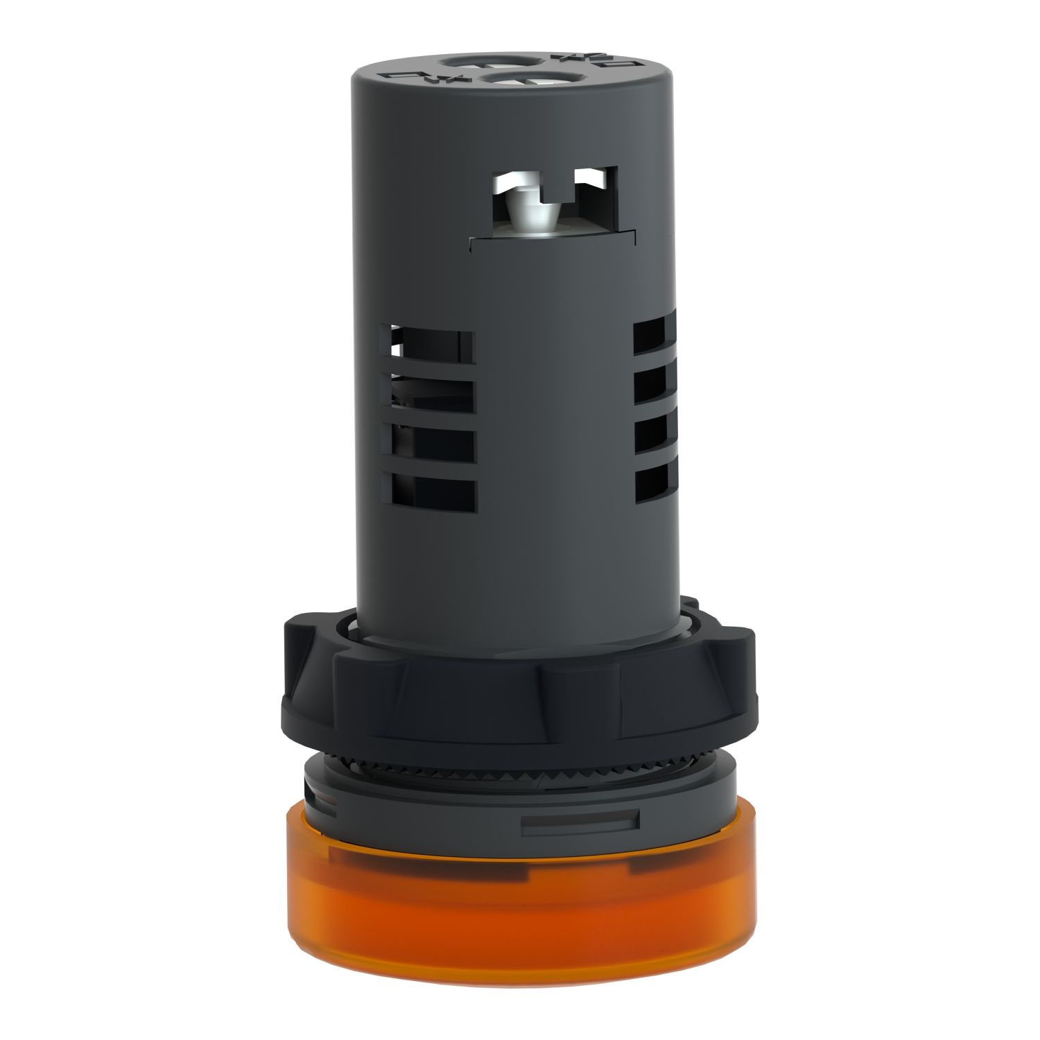 Picture of Monolithic pilot light, Easy Harmony XA2, plastic, amber, 22mm, integral LED, screw clamp terminals, 220…230V AC, anti interference