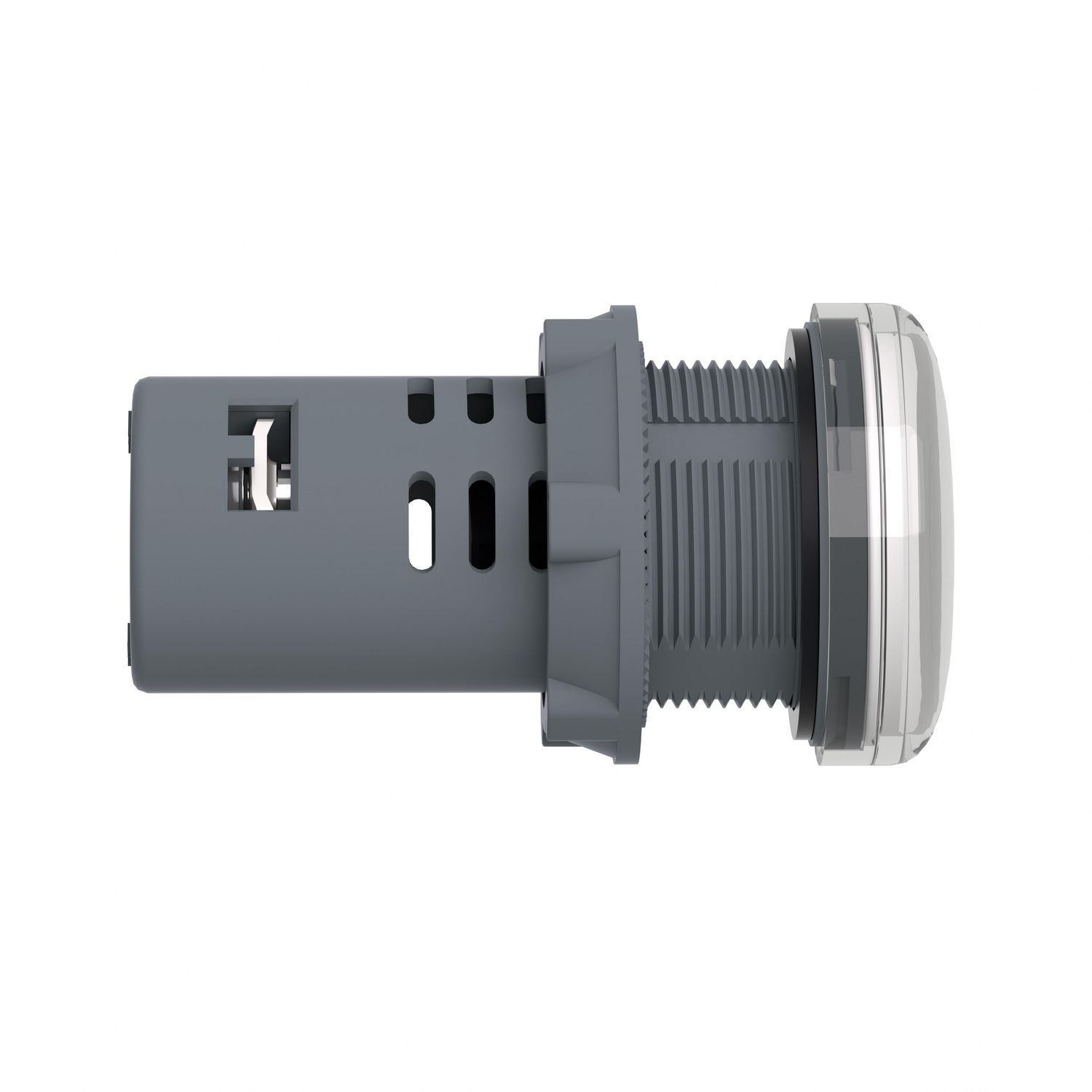 Picture of Monolithic pilot light, Easy Harmony XA2, plastic, white, 22mm, integral LED, screw clamp terminals, 220V DC