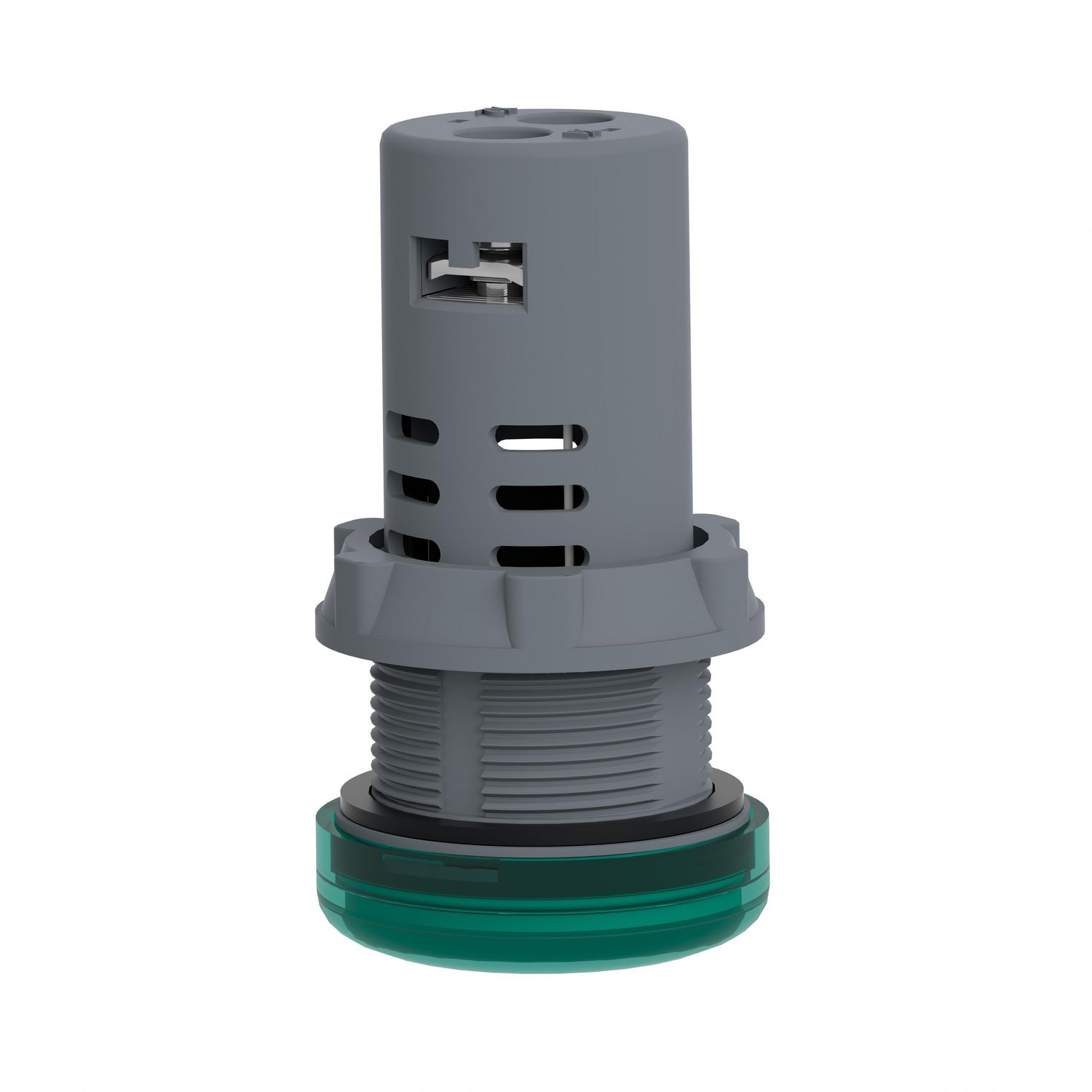 Picture of Monolithic pilot light, Easy Harmony XA2, plastic, green, 22mm, integral LED, screw clamp terminals, 220V DC