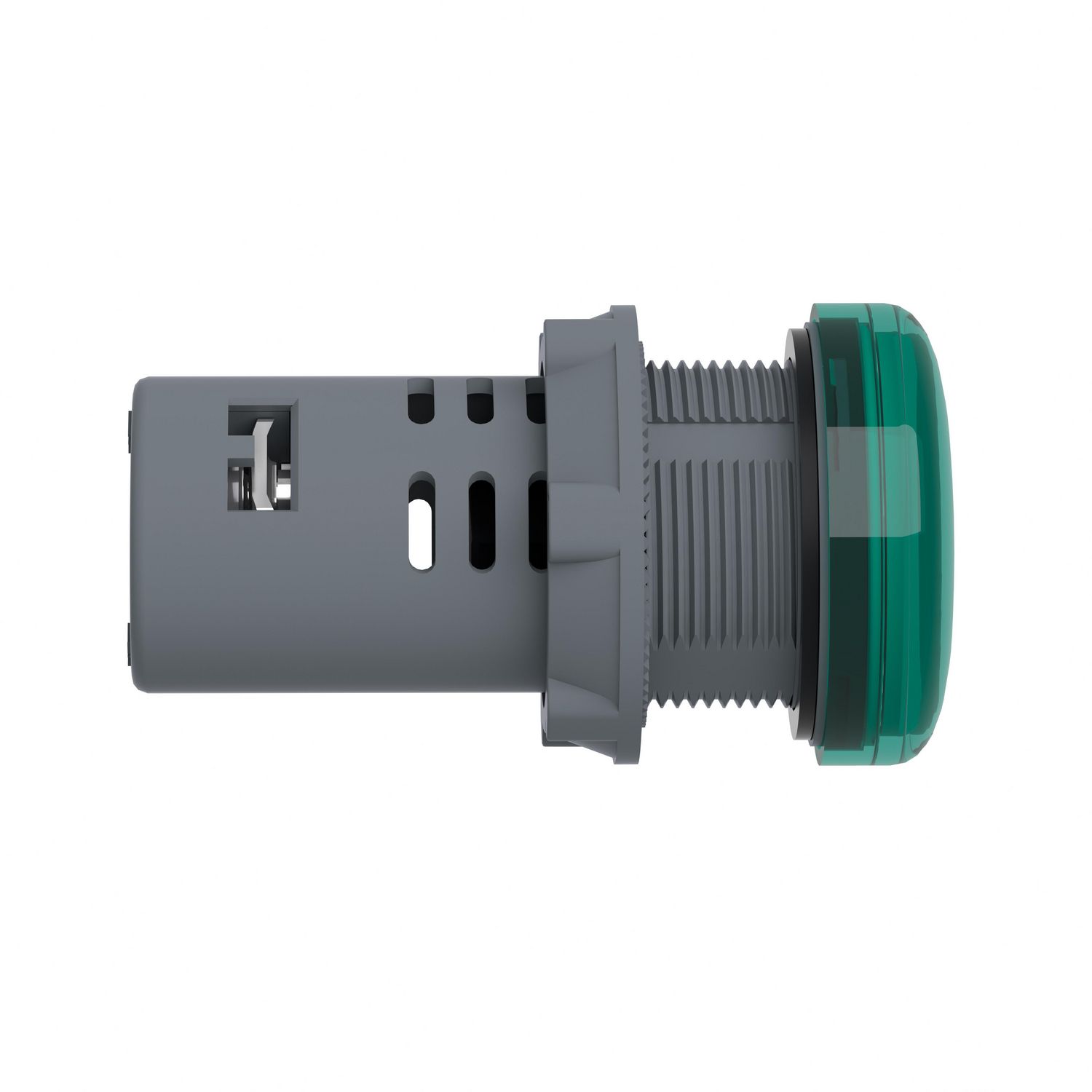 Picture of Monolithic pilot light, Easy Harmony XA2, plastic, green, 22mm, integral LED, screw clamp terminals, 220V DC