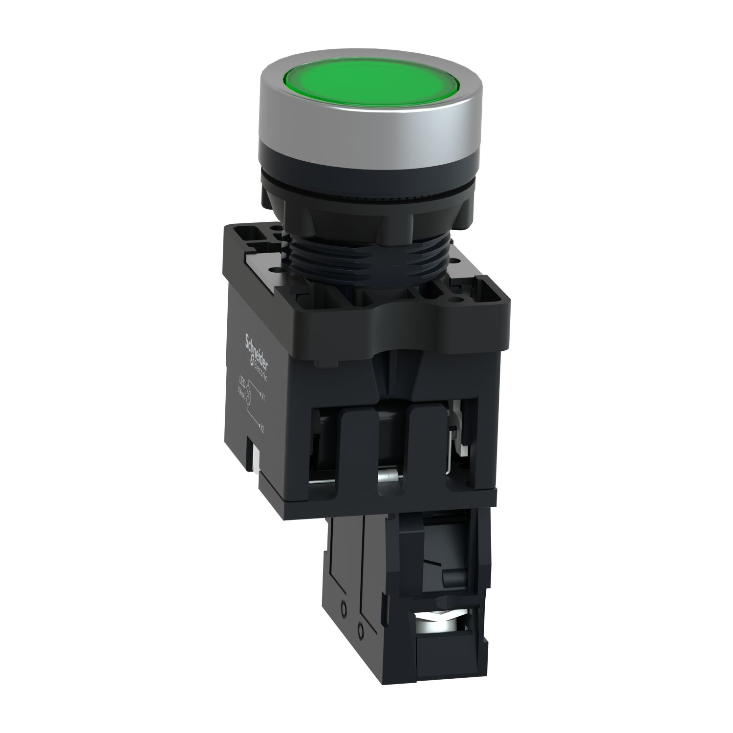 Picture of Comp ill PB plast green flush 24V 1NO