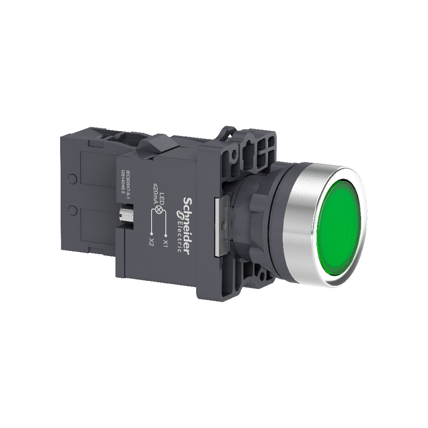 Picture of Comp ill PB plast green flush 220V 1NO