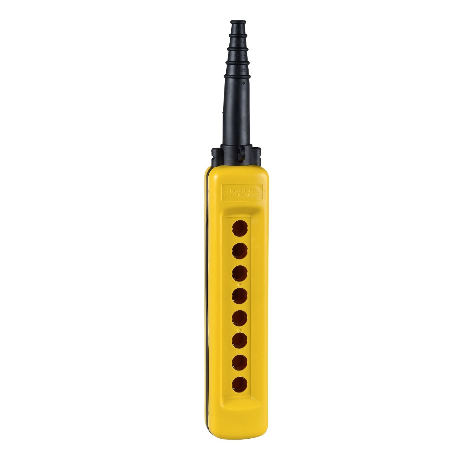 Picture of Empty pendant control station, Harmony XAC, plastic, yellow, 8 cut outs