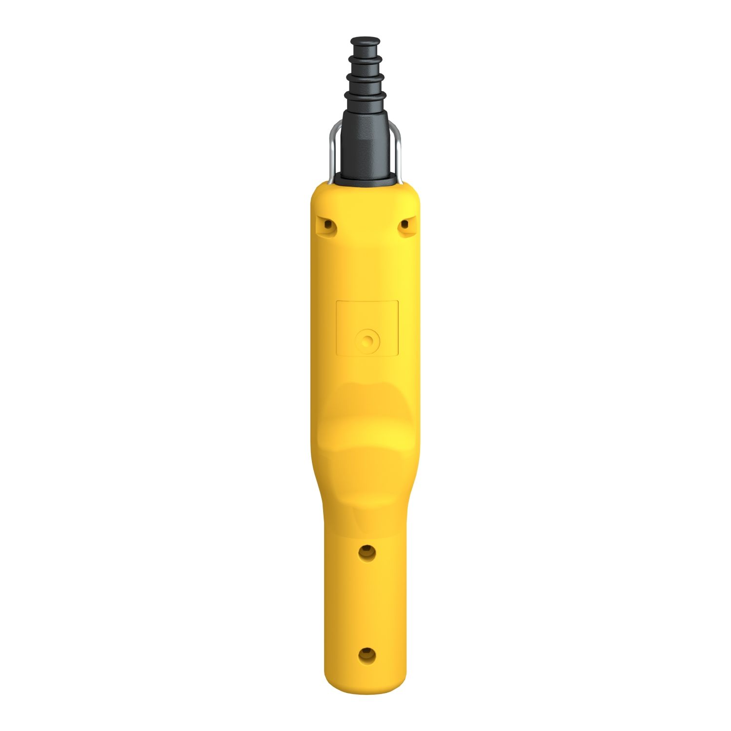 Picture of Pendant control station, Harmony XAC, plastic, yellow, pistol grip, 2 push buttons with 2NO, 1 emergency stop NC