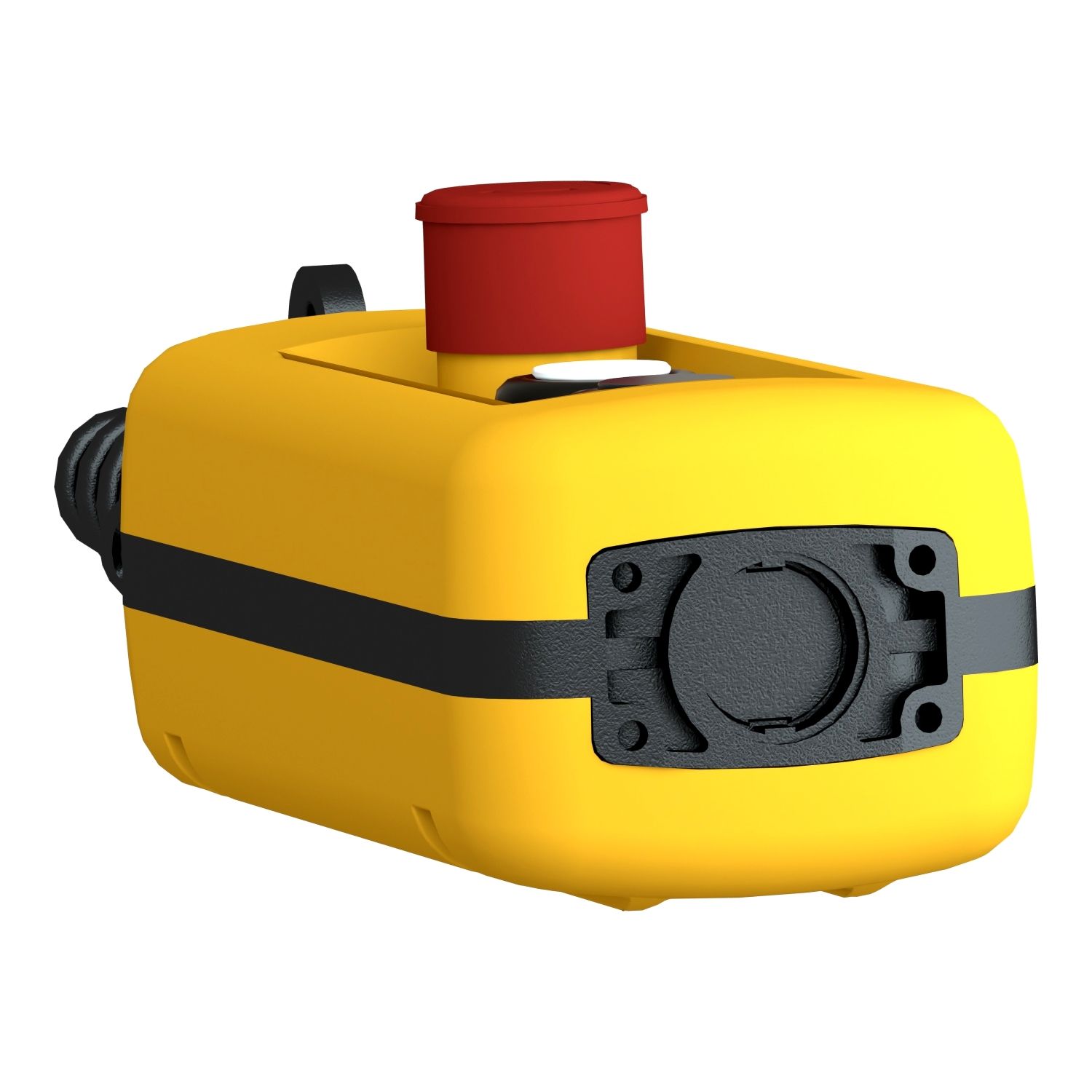 Picture of Pendant control station, Harmony XAC, plastic, yellow, 2 push buttons with NO+NC, 1 emergency stop NC