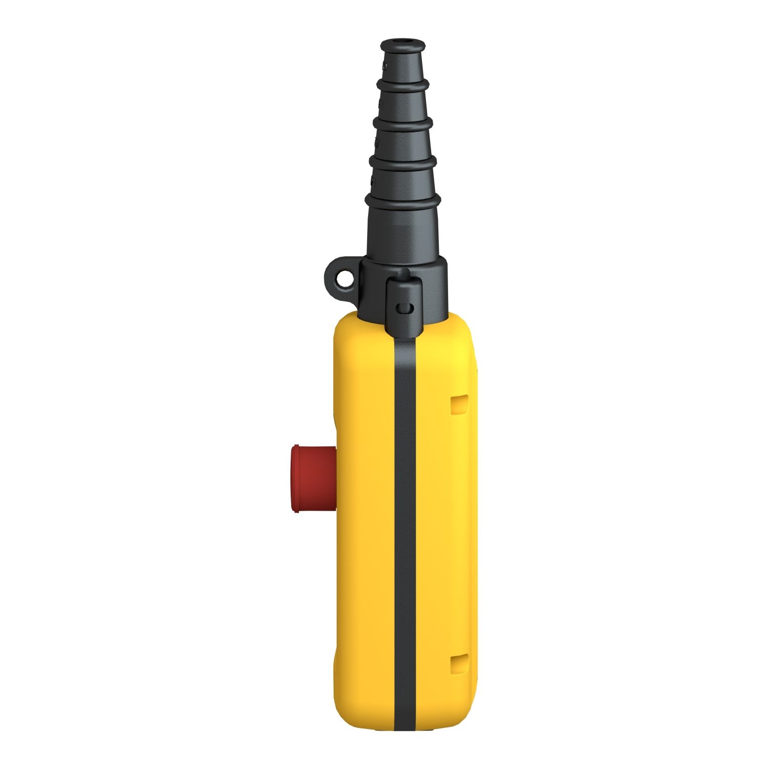 Picture of Pendant control station, Harmony XAC, plastic, yellow, 2 push buttons with NO+NC, 1 emergency stop NC