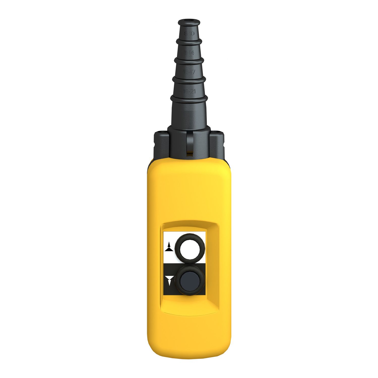 Picture of Pendant control station, Harmony XAC, plastic, yellow, 2 push buttons with 2NO+1NC