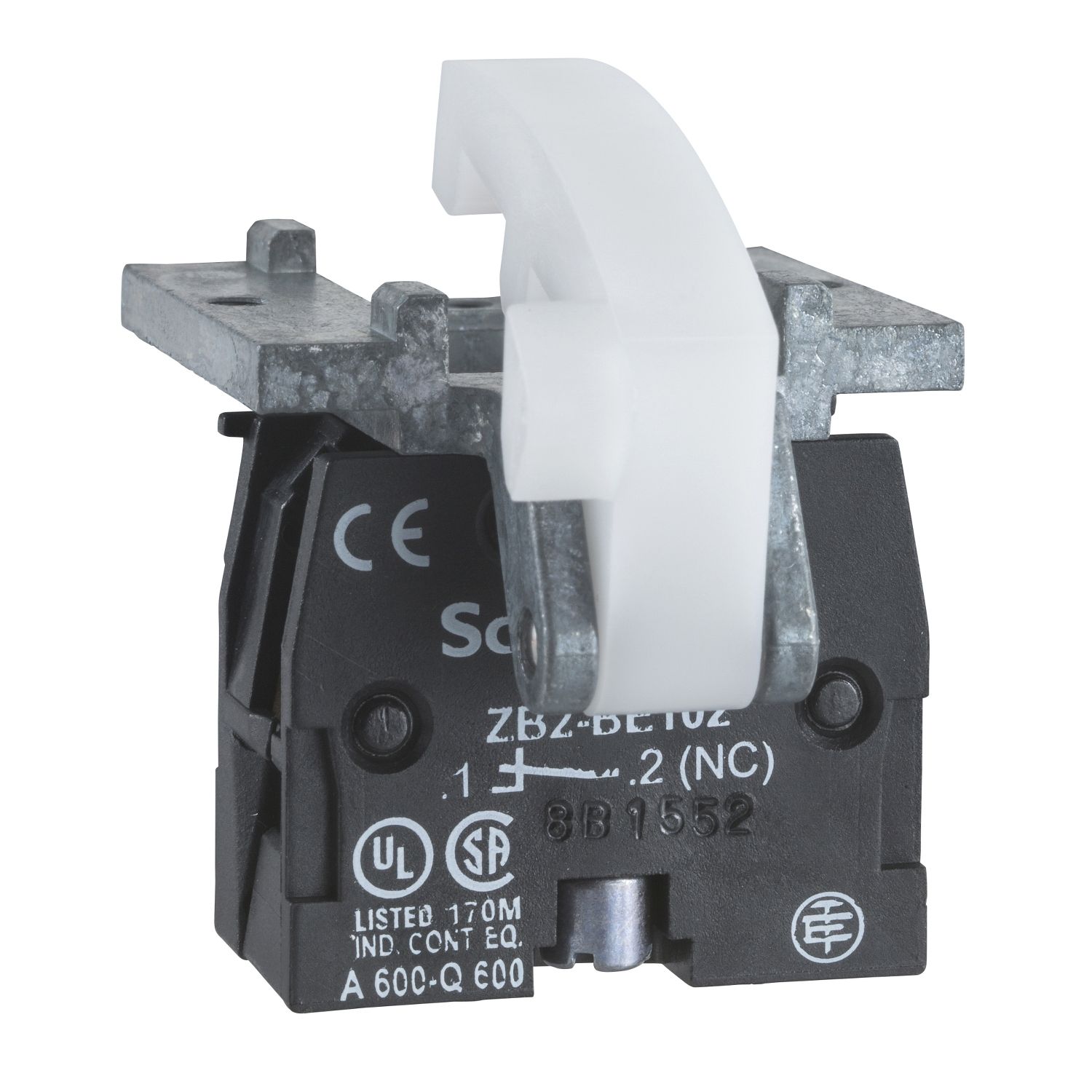 Picture of Contact block, Harmony XAC, single contact, spring return, base mounting, 2NO