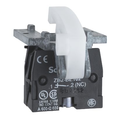 Picture of Contact block, Harmony XAC, single contact, spring return, base mounting, 2NO
