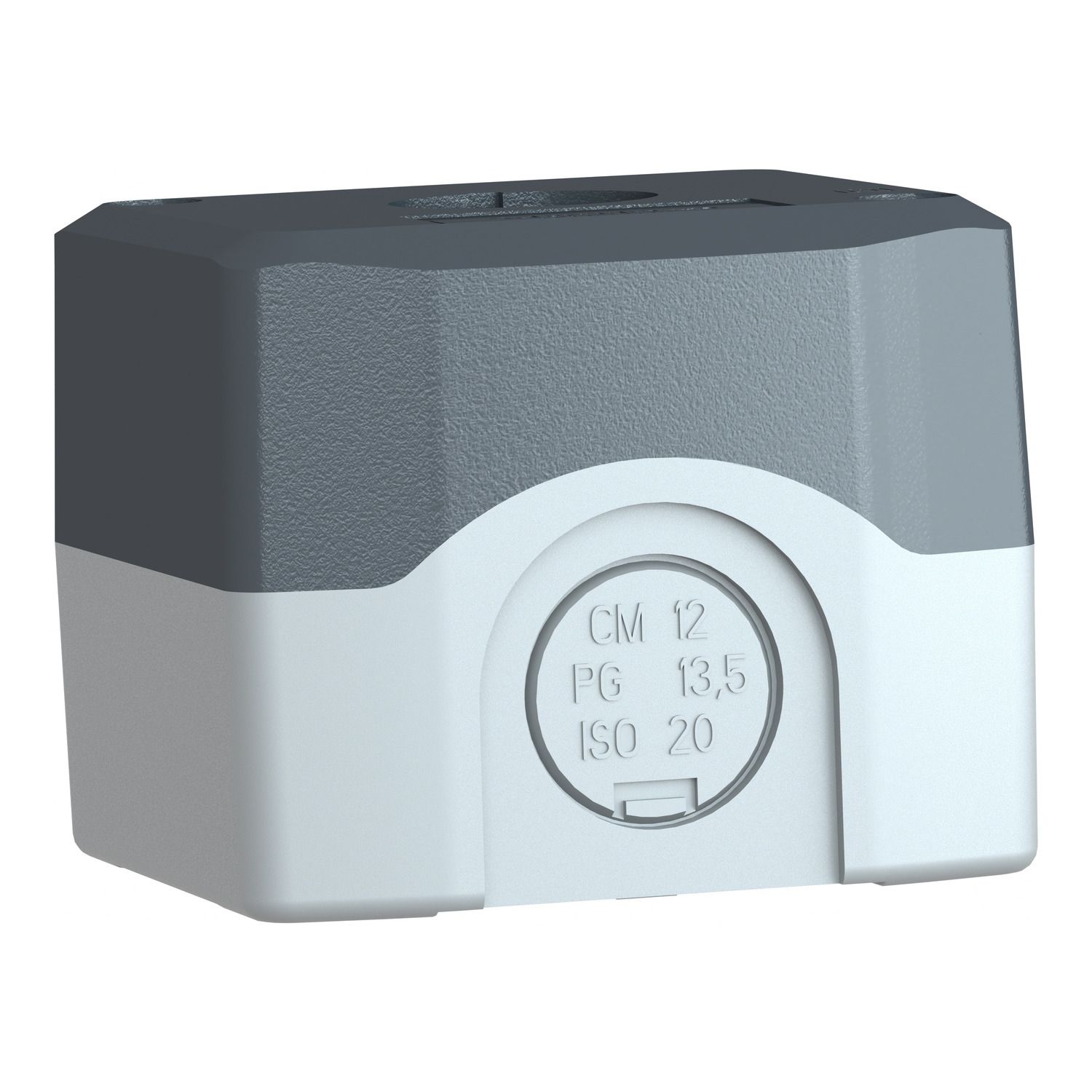 Picture of Empty enclosure, Harmony XALD XALK, plastic, dark grey lid, for push button 22mm, 1 cut out