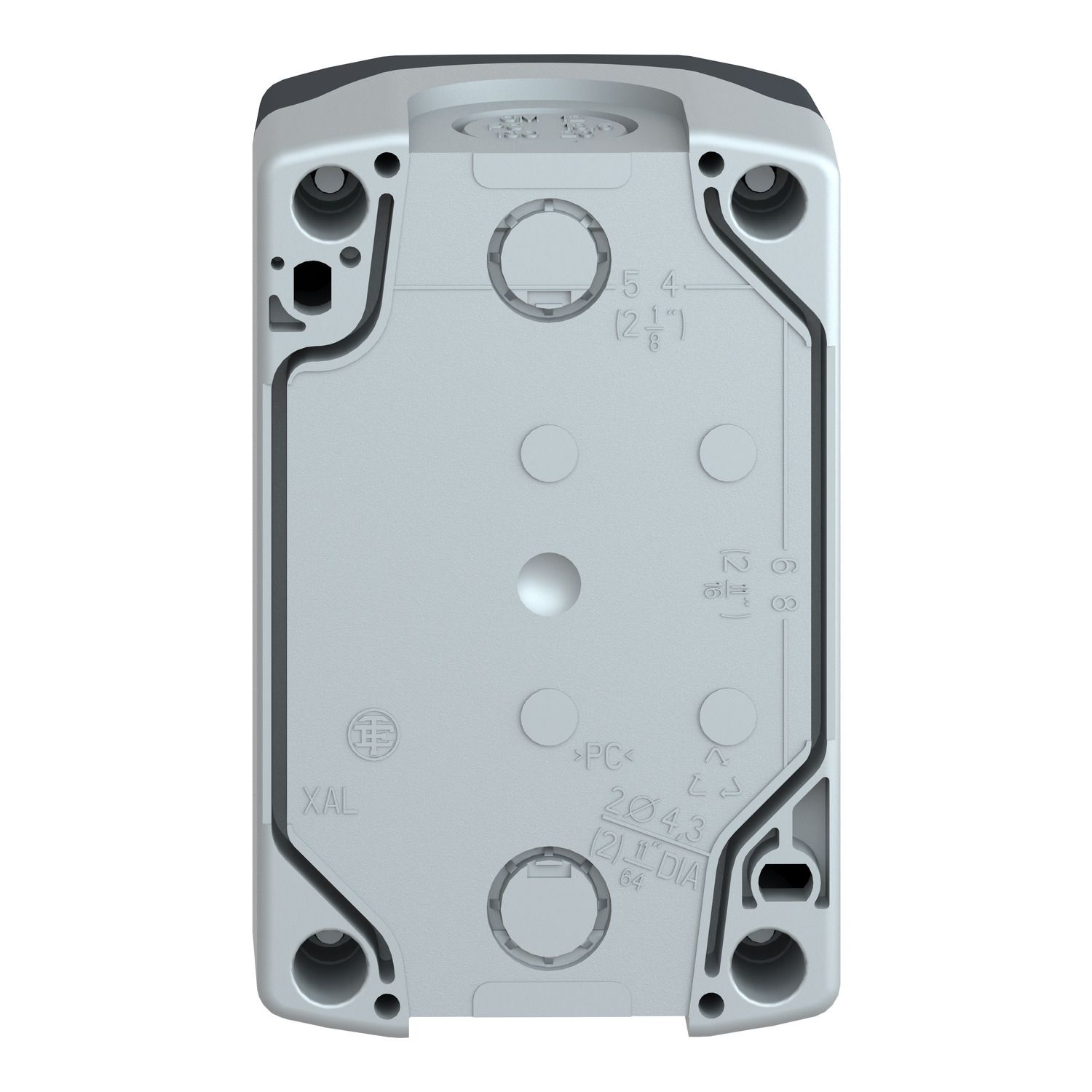Picture of Empty enclosure, Harmony XALD XALK, plastic, dark grey lid, for push button 22mm, 2 cut outs