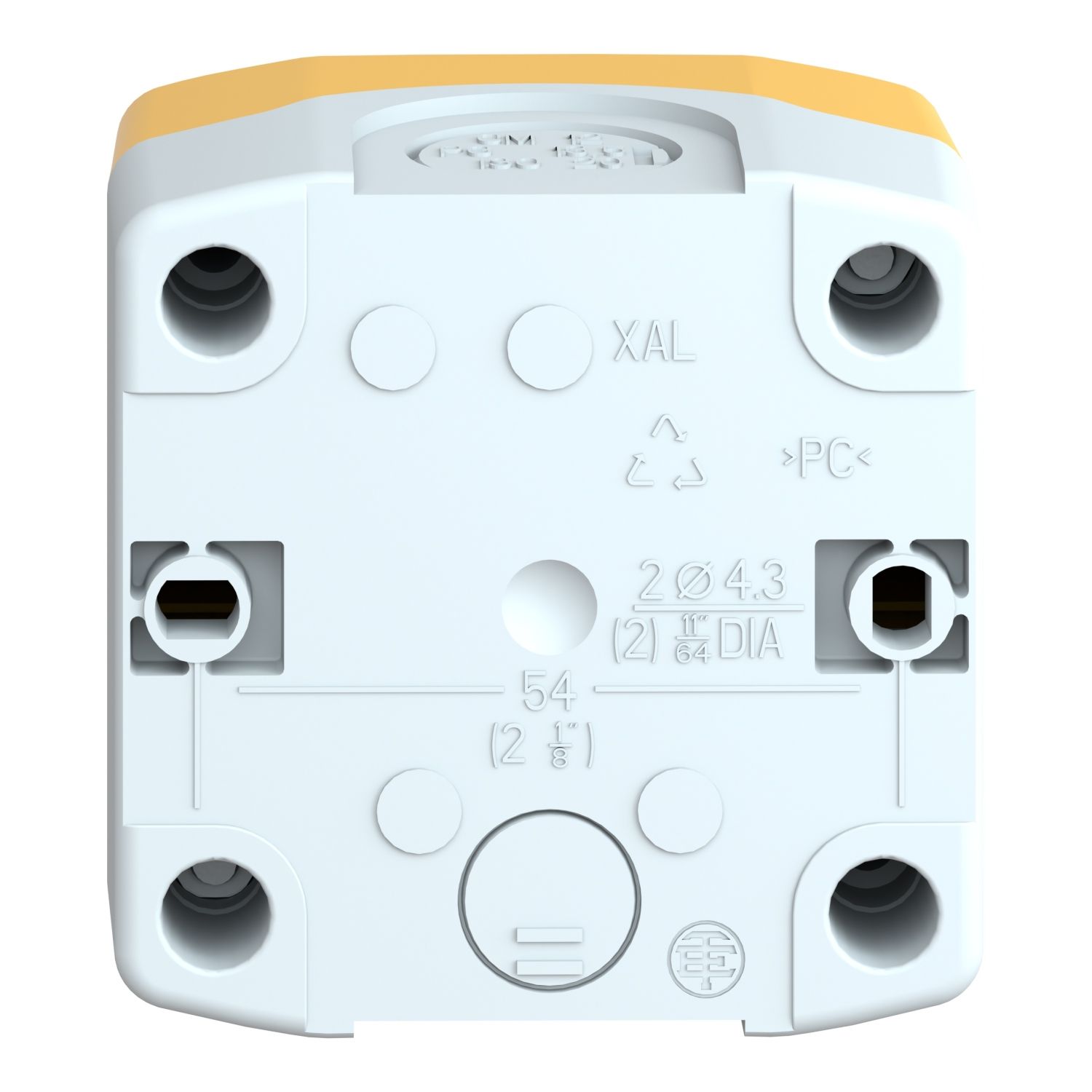 Picture of Empty enclosure, Harmony XALD XALK, plastic, yellow lid for push button 22mm, 1 cut out