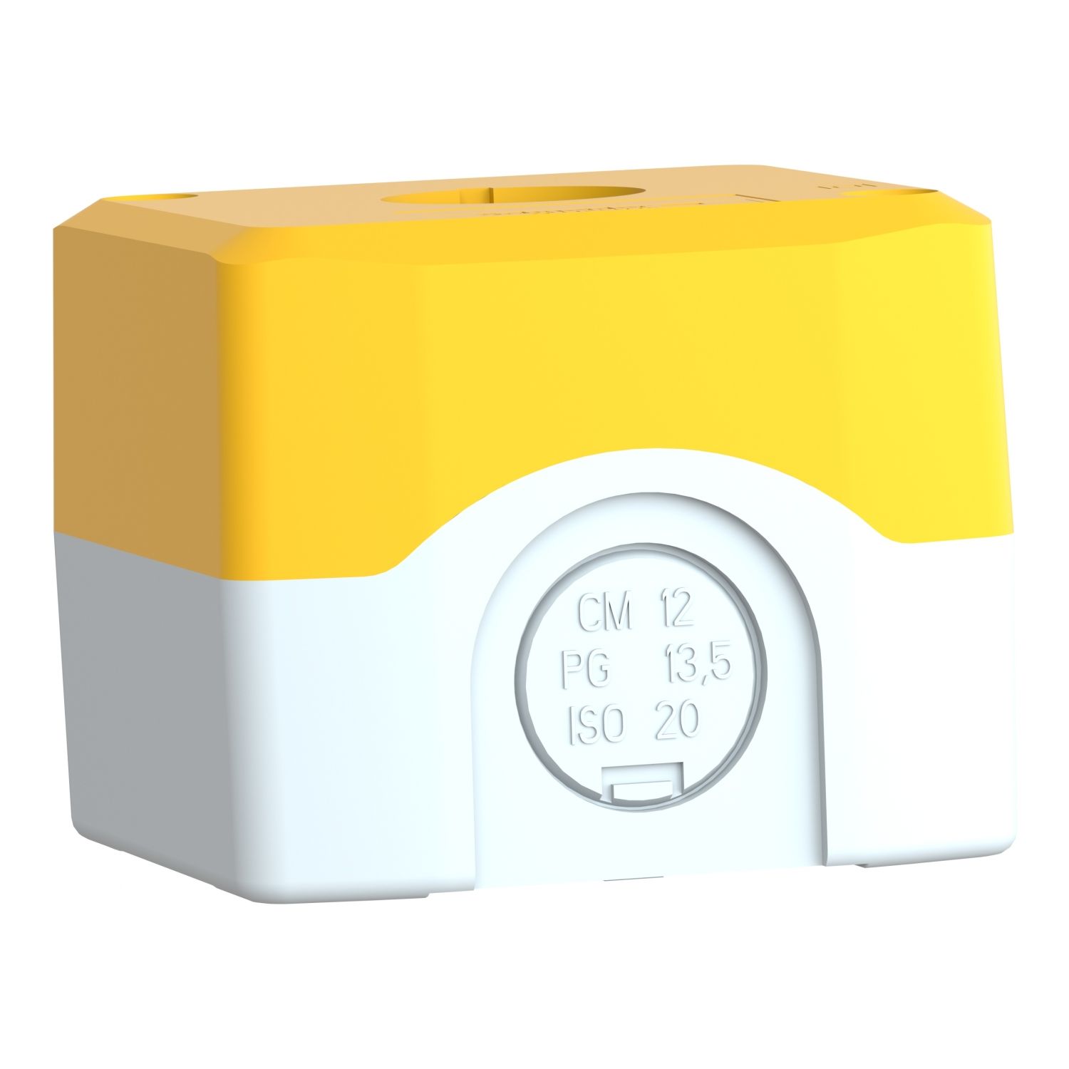Picture of Empty enclosure, Harmony XALD XALK, plastic, yellow lid for push button 22mm, 1 cut out