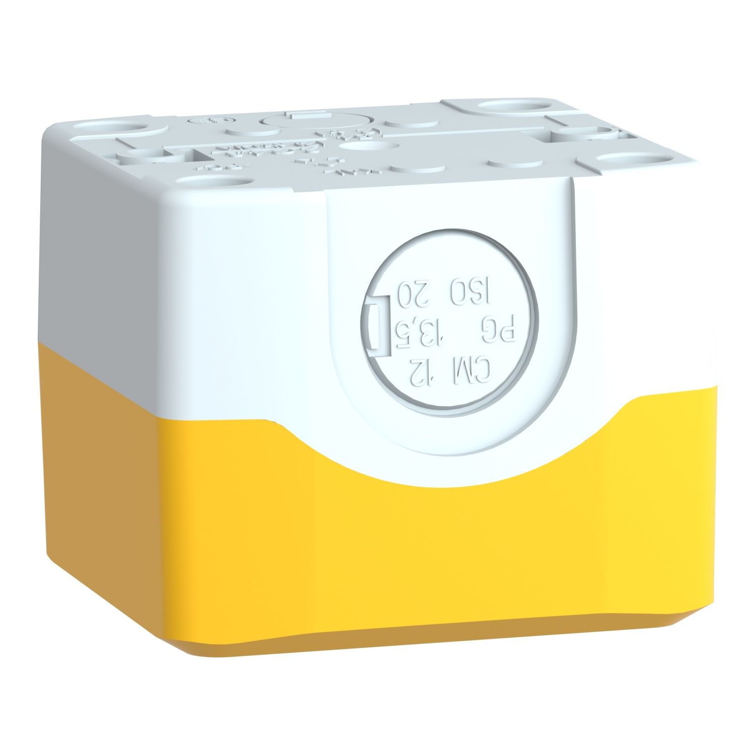Picture of Empty enclosure, Harmony XALD XALK, plastic, yellow lid for push button 22mm, 1 cut out