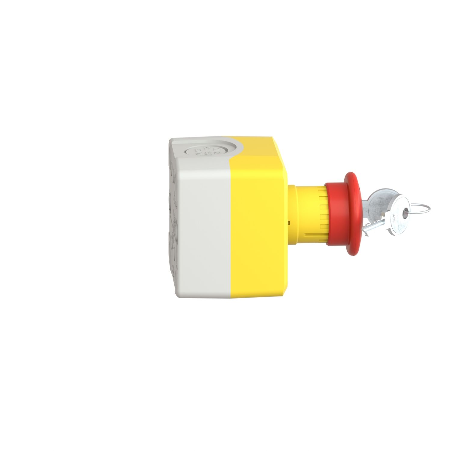 Picture of Complete control station, Harmony XALK, XALD, plastic, yellow lid, 1 red mushroom push button 40mm, key release, 2NC