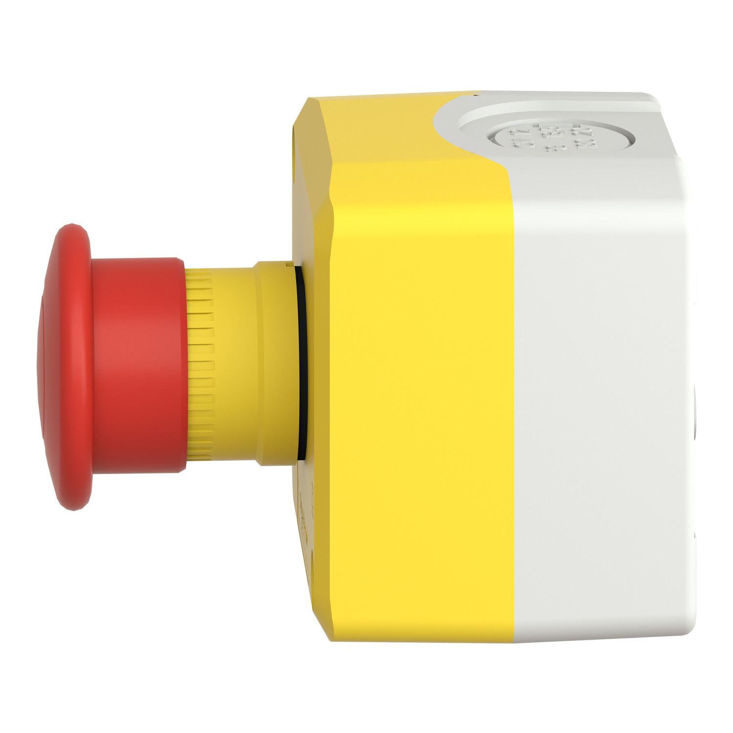 Picture of Control station, Harmony XALD XALK, plastic, yellow, 1 red mushroom head push button Ø40, emergency stop push-pull 1 NC, unmarked