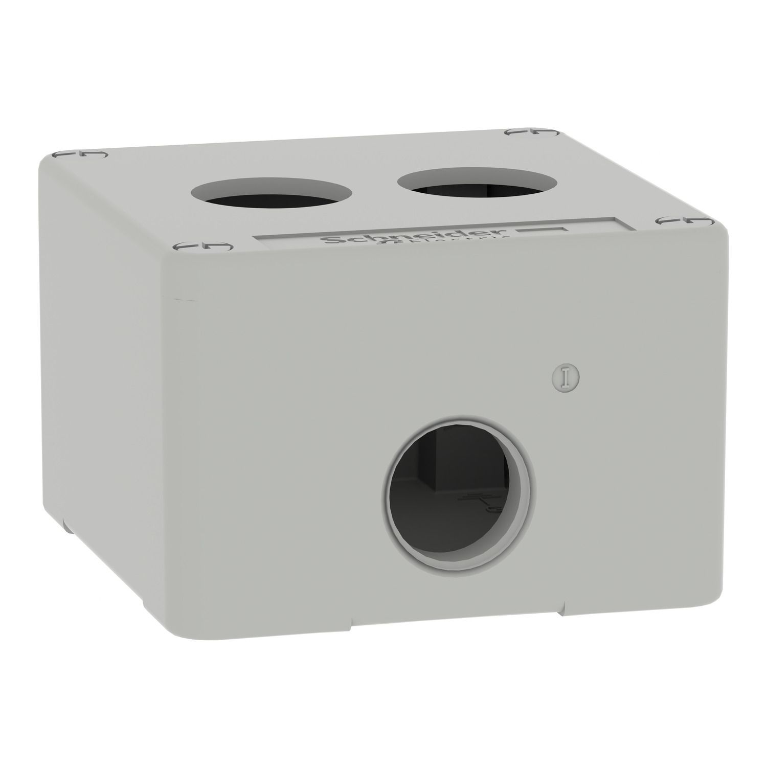 Picture of Die cast empty control station, Harmony XAP, XB2 SL, zinc alloy, grey, M20, 2 cut outs 22mm, 80x80x51,5mm, UL cULus