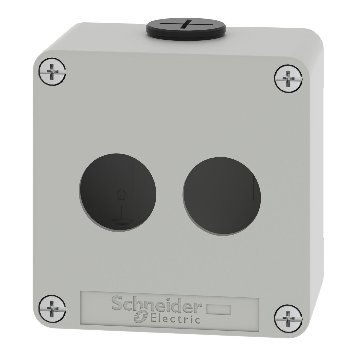 Picture of Die cast empty control station, Harmony XAP, XB2 SL, zinc alloy, grey, M20, 2 cut outs 22mm, 80x80x51,5mm, UL cULus