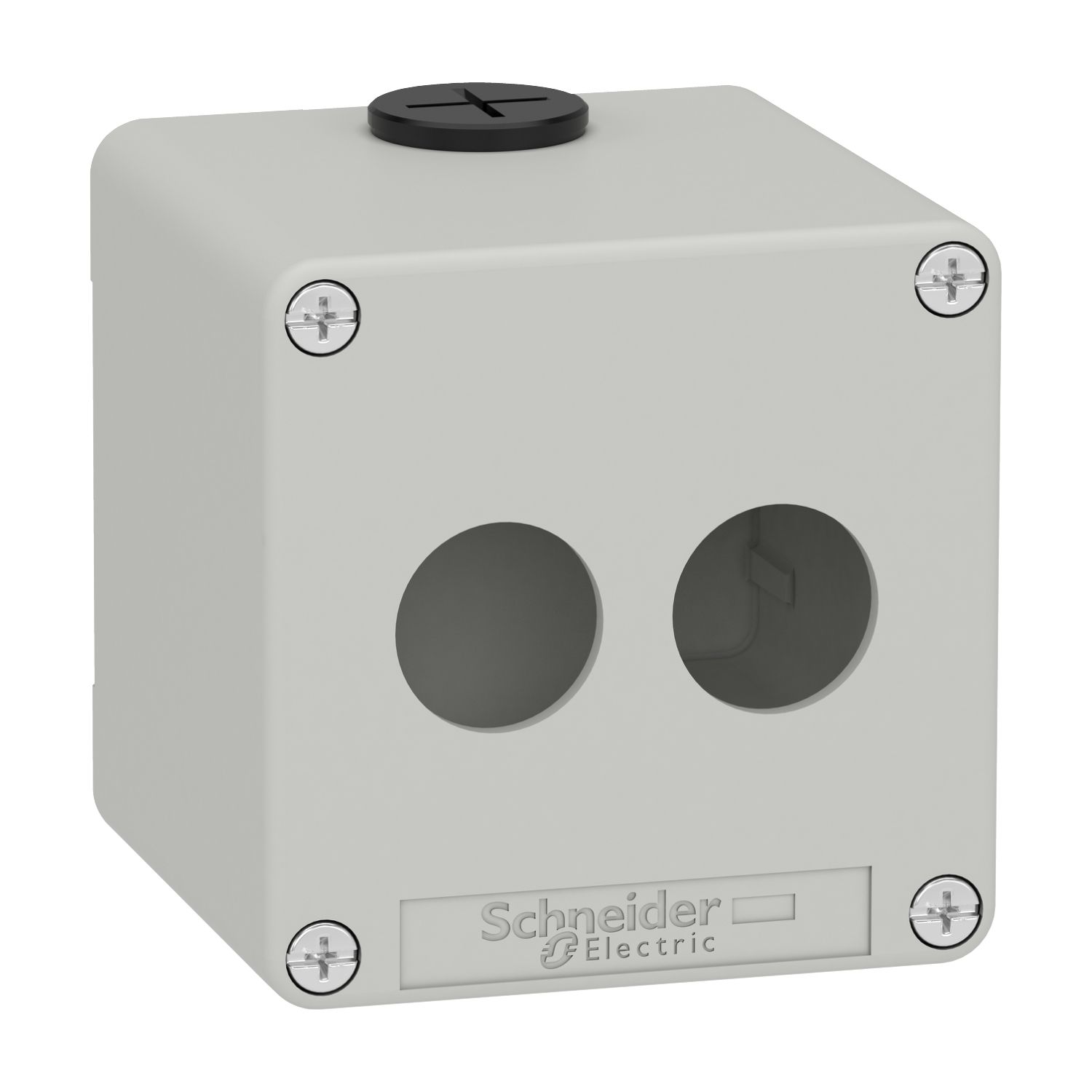 Picture of Die cast empty control station, Harmony XAP, XB2 SL, zinc alloy, grey, M20, 2 cut outs 22mm, 80x80x77mm, UL cULus